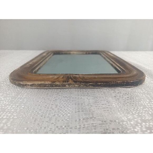 Antique Wall Mirror Louis Philippe Rounded Corners 13x10 19th Century - Picture 4 of 10